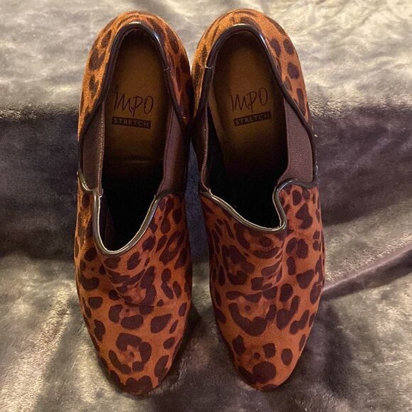 Safari Leopard Print Impo Stretch Heeled Booties Size 8 - Picture 2 of 9
